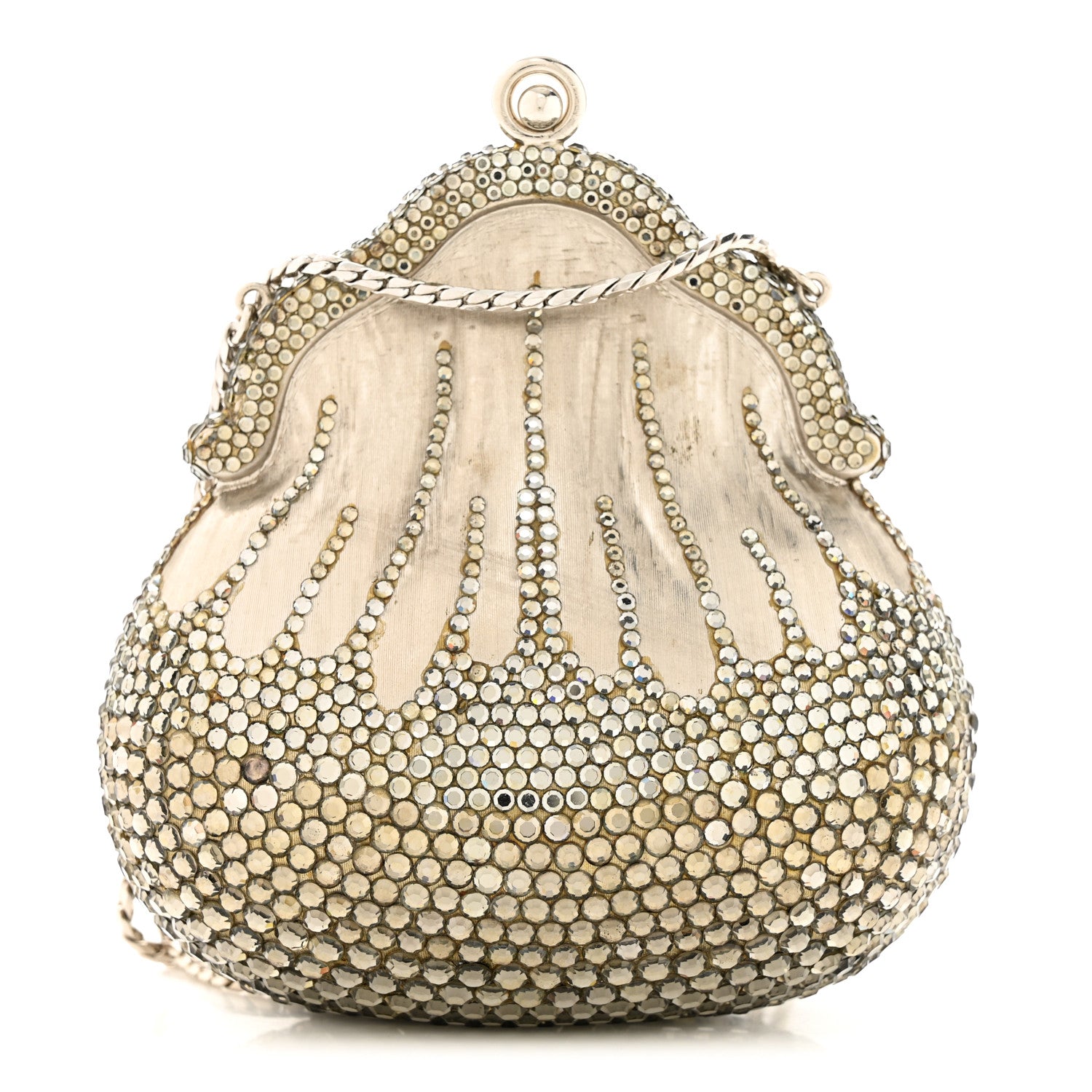 Judith Leiber Swarovski Crystal Chatelaine Minaudiere Silver 1 of 15