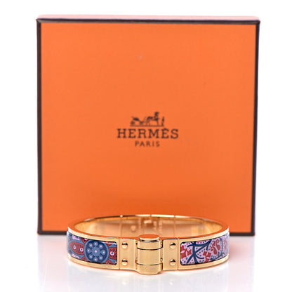 Hermes Enamel Printed Narrow Cachemire Fleuri Hinged Bracelet S Surnaturel 5 of 5