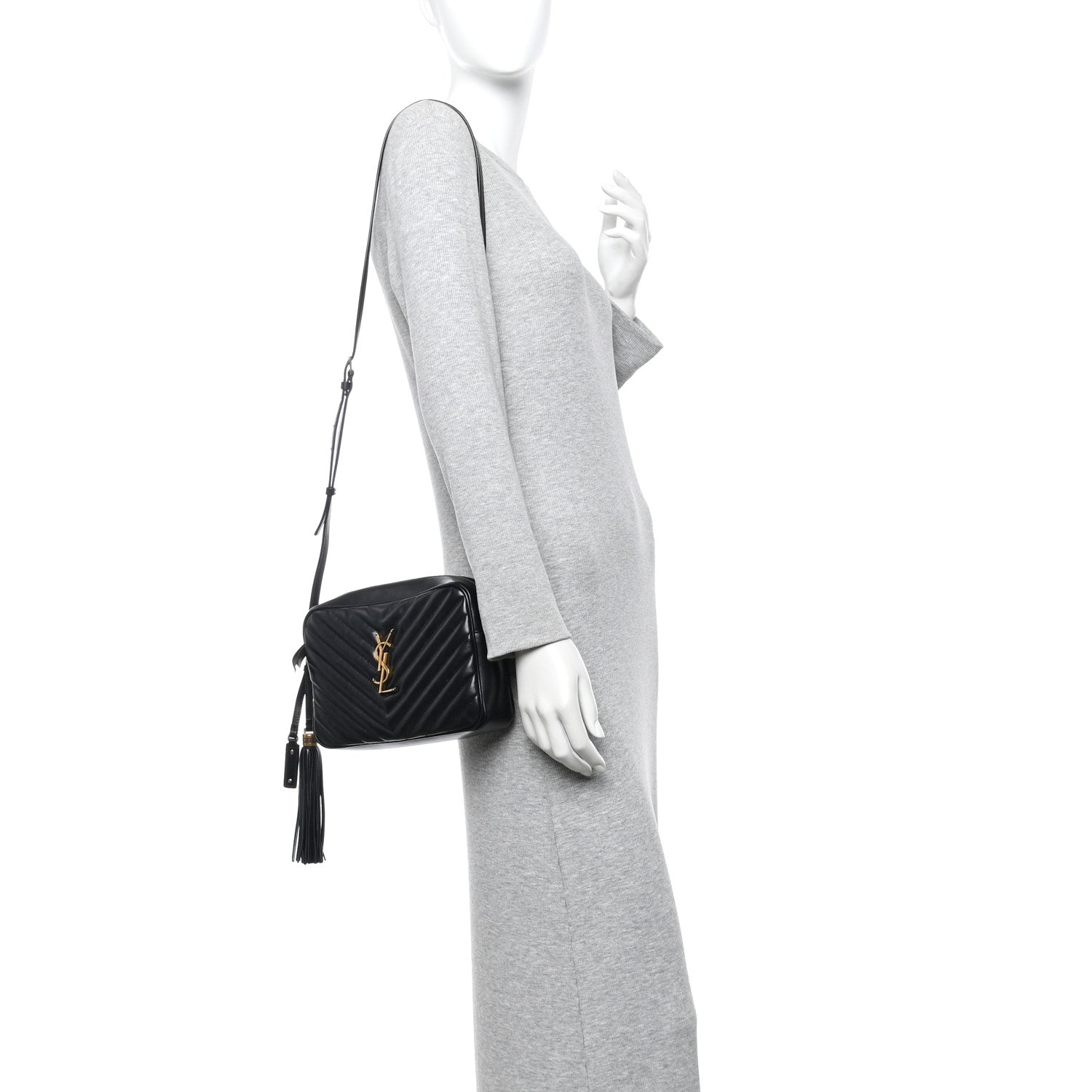 Saint Laurent Calfskin Matelasse Monogram Lou Camera Bag Black 2 of 14