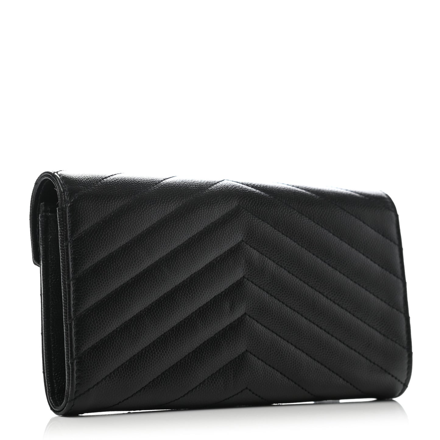 Grain De Poudre Matelasse Chevron Monogram Flap Wallet Black