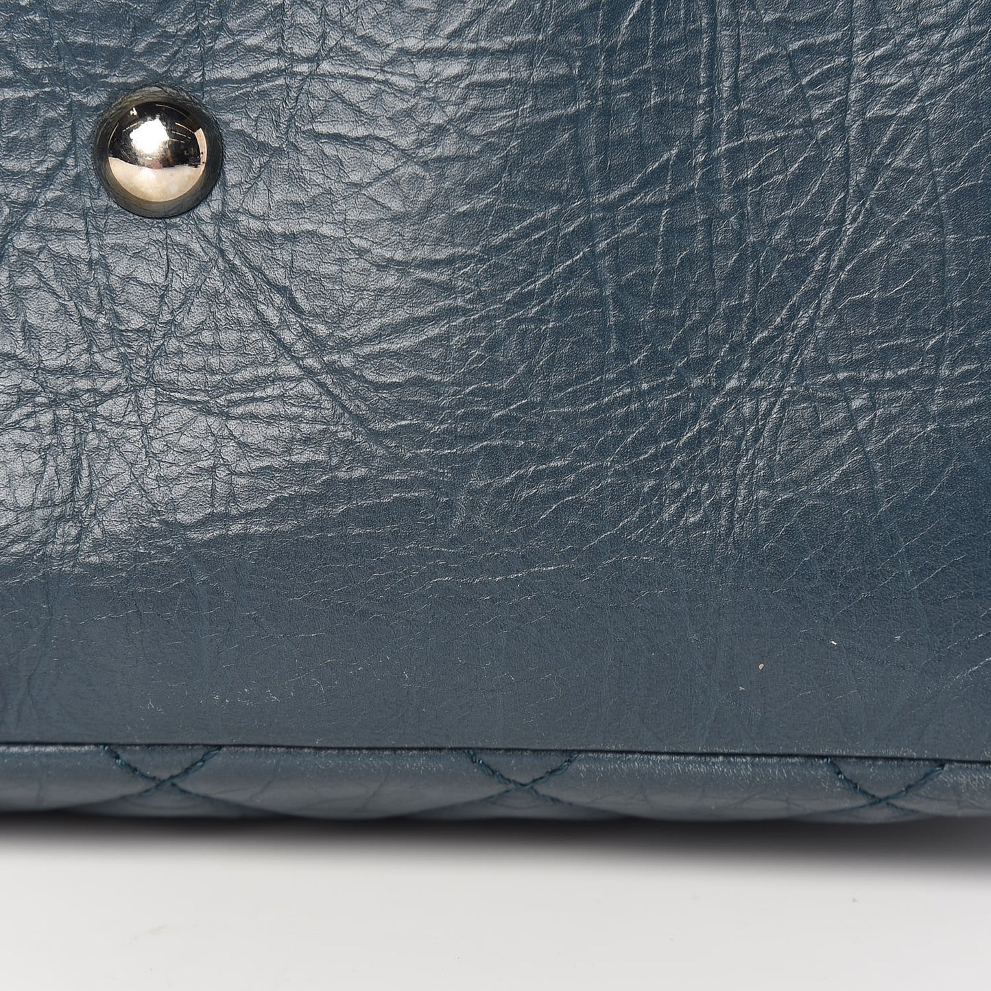 Aged Calfskin Quilted Large Cotton Club Tote Blue