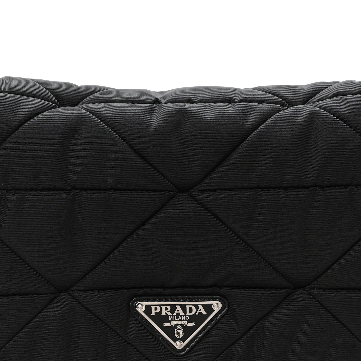 Re-Nylon Quilted Padded Flap Shoulder Bag Black