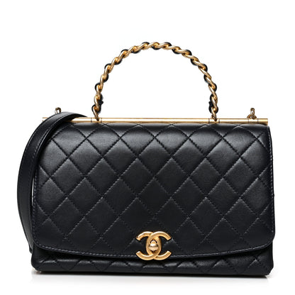 Chanel Lambskin Quilted La Parisienne Top Handle Flap Dark Blue 1 of 11
