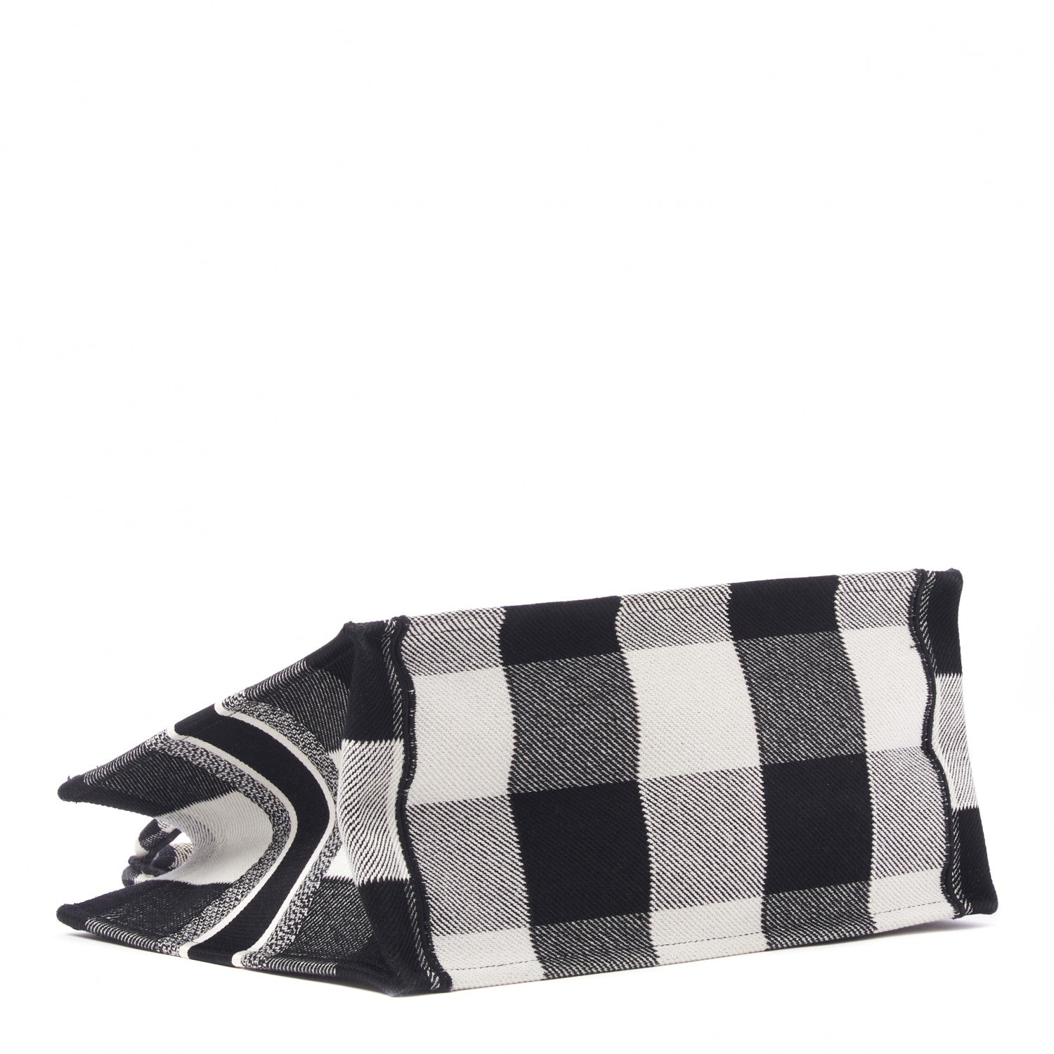 Christian Dior Canvas Embroidered Medium Checkered Book Tote Black White 3 of 8