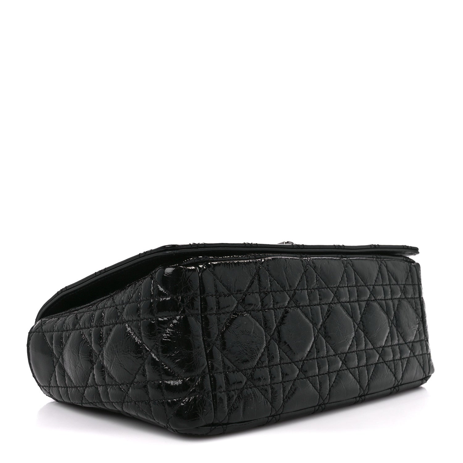 Christian Dior Crinkled Patent Lambskin Cannage Medium Caro Bag Black 4 of 10