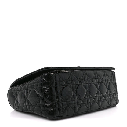 Christian Dior Crinkled Patent Lambskin Cannage Medium Caro Bag Black 4 of 10