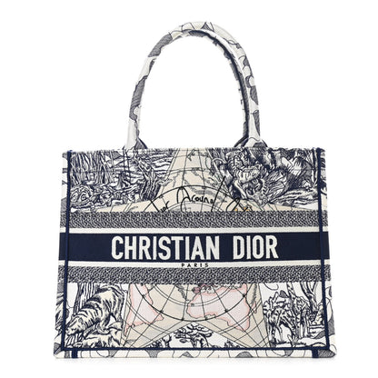 Christian Dior Canvas Embroidered Medium Around The World Book Tote Blue 1 of 10
