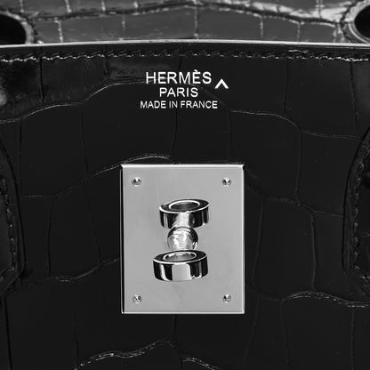 Hermes Shiny Porosus Crocodile Birkin 30 Black 14 of 38