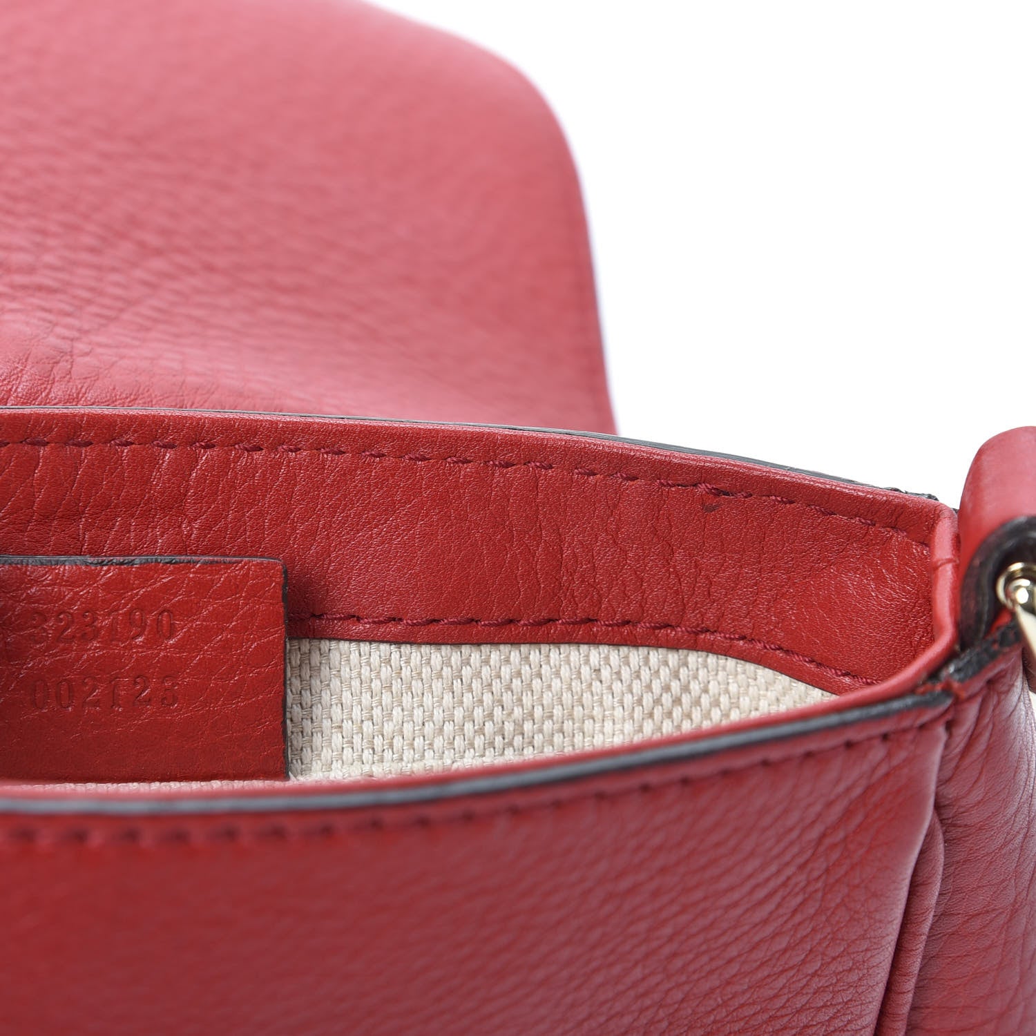 Gucci Pebbled Calfskin Small Soho Flap Crossbody Red 8 of 9