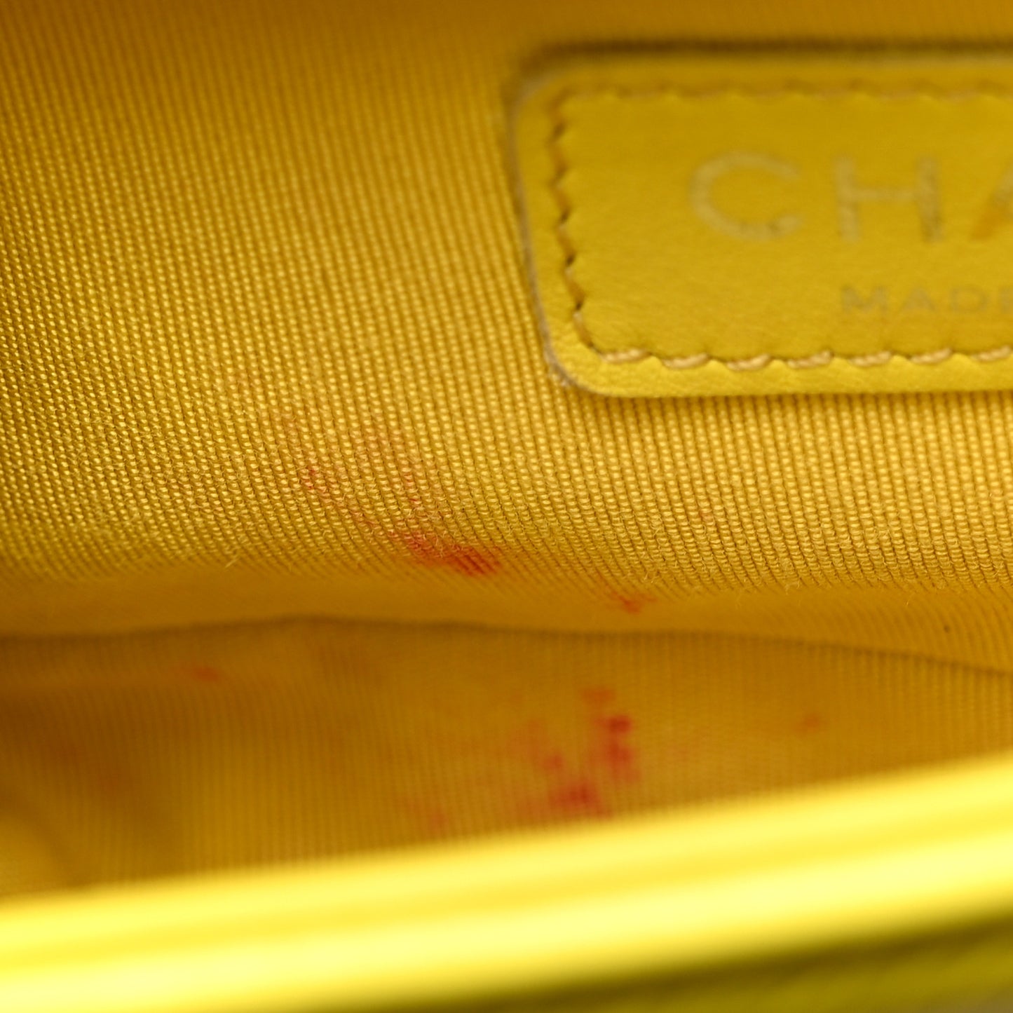 Calfskin Chevron Quilted Small Boy Flap Yellow