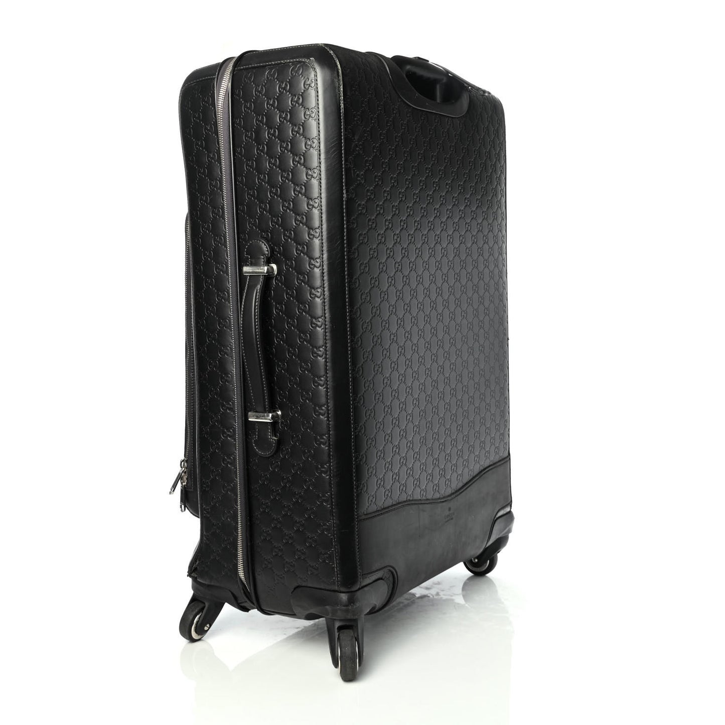 Guccissima Large Four Wheel Suitcase Black