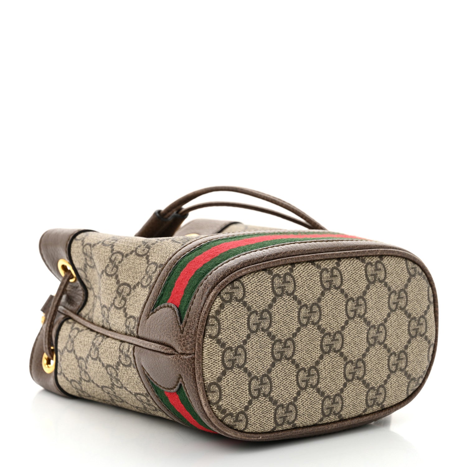 Gucci GG Supreme Monogram Web Mini Ophidia Bucket Bag Brown 4 of 11