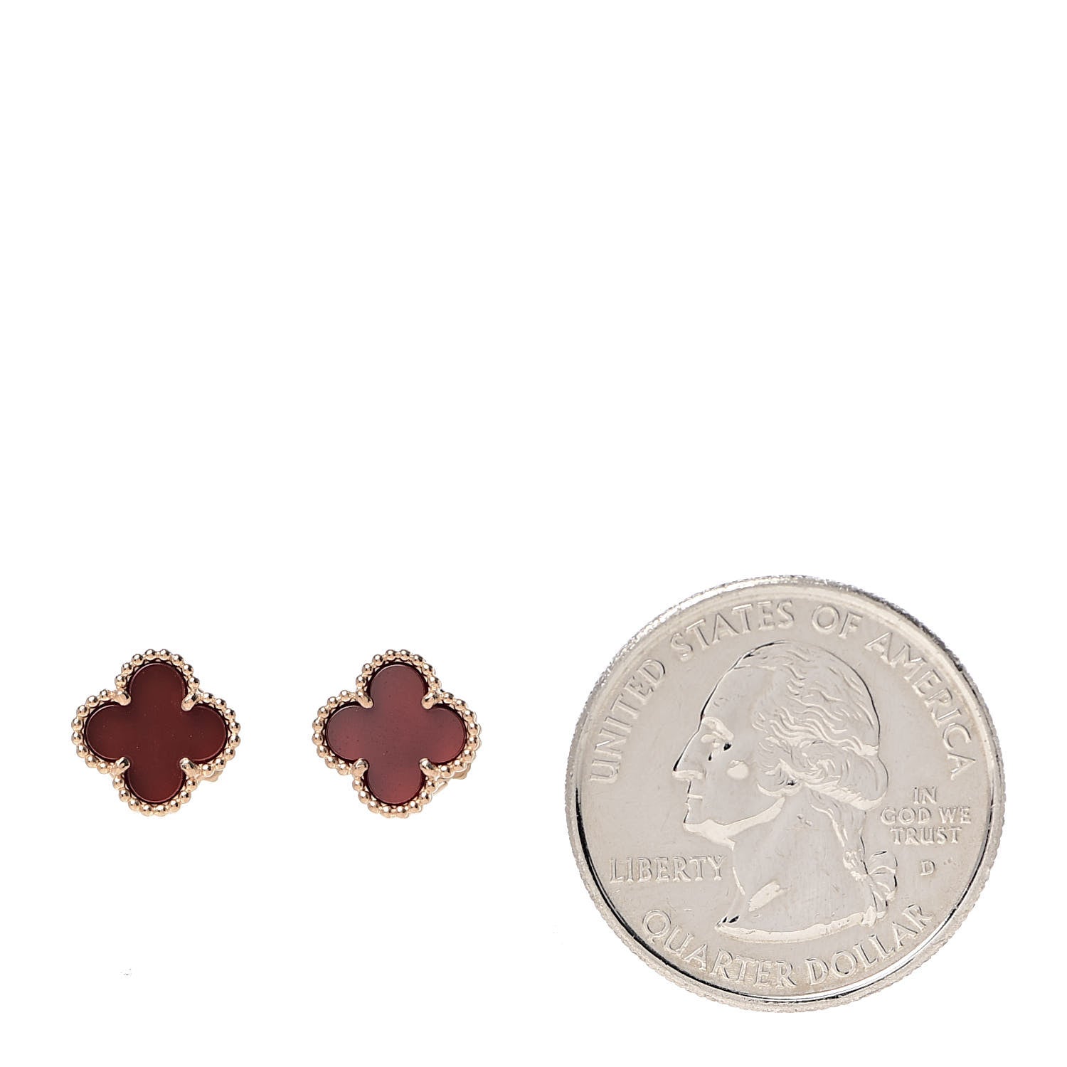Van Cleef & Arpels 18K Rose Gold Carnelian Sweet Alhambra Earrings 2 of 5
