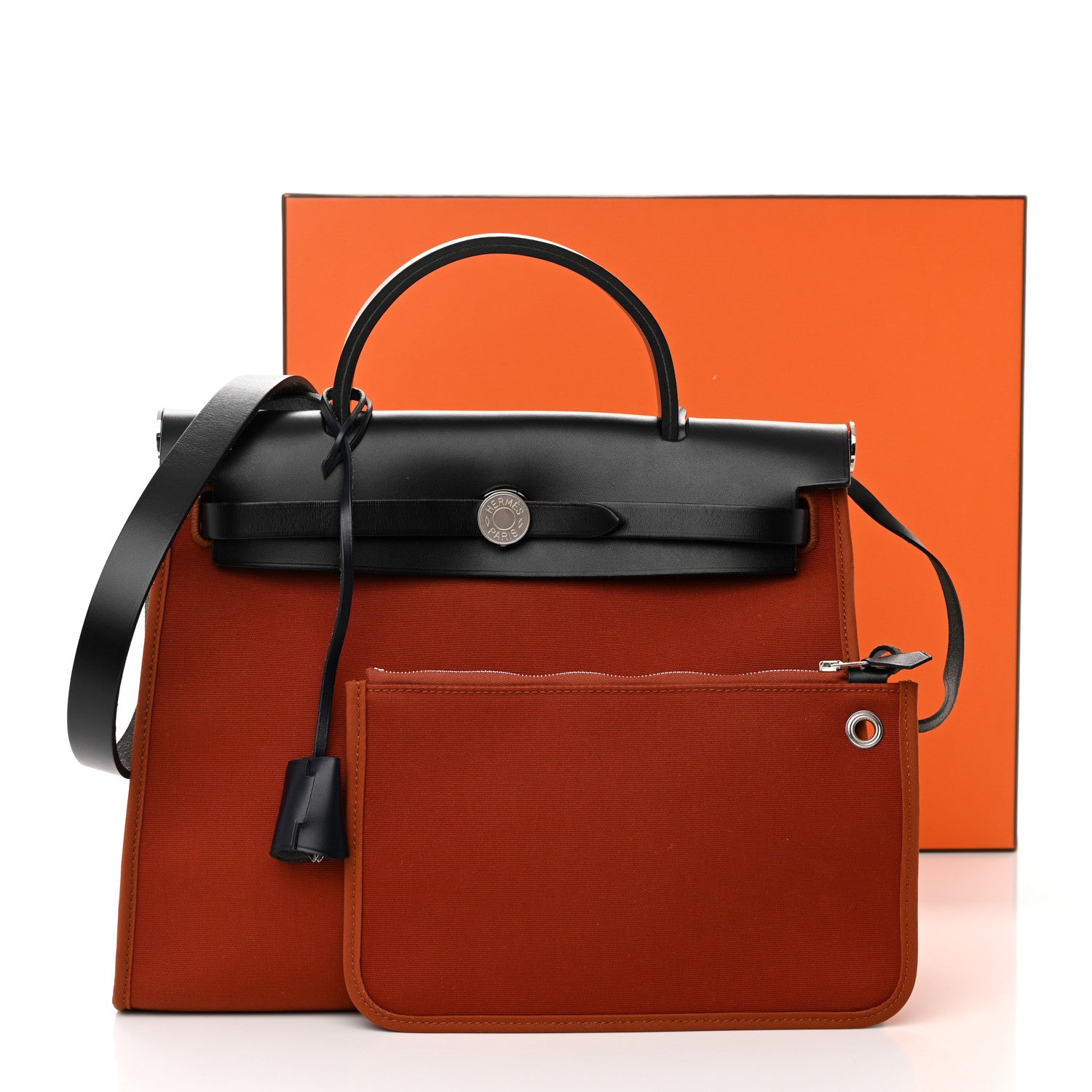 Hermes Vache Hunter Toile Herbag Zip 31 PM Cuivre Black 15 of 15