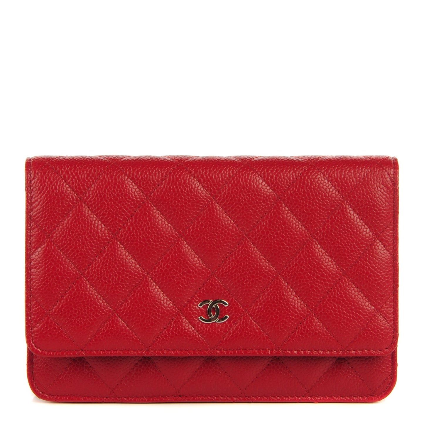 Caviar Quilted Wallet On Chain WOC Dark Red
