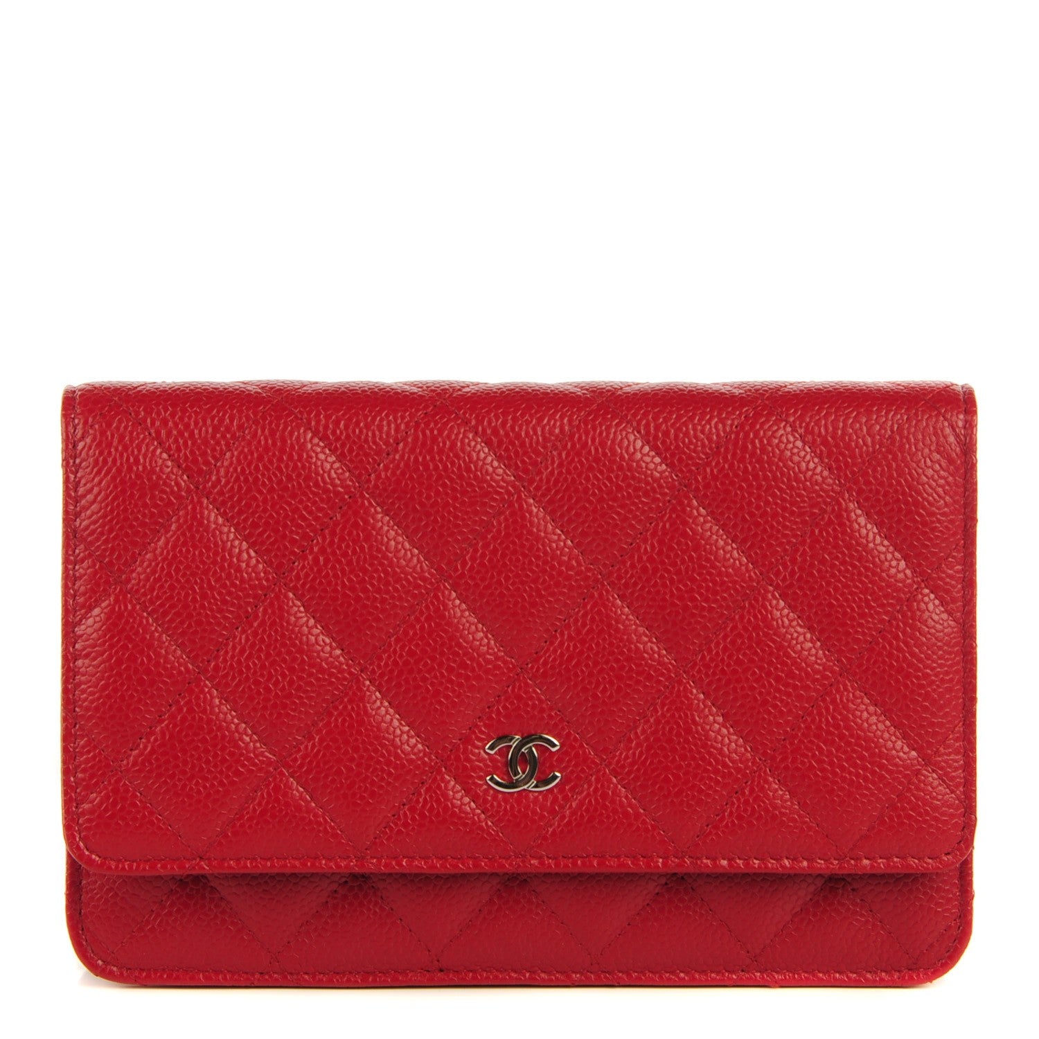 Chanel Caviar Quilted Wallet On Chain WOC Dark Red 1 of 8