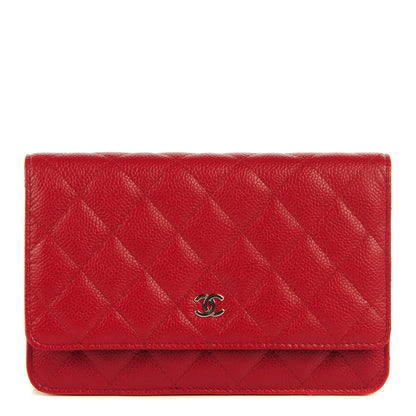 Chanel Caviar Quilted Wallet On Chain WOC Dark Red 1 of 8