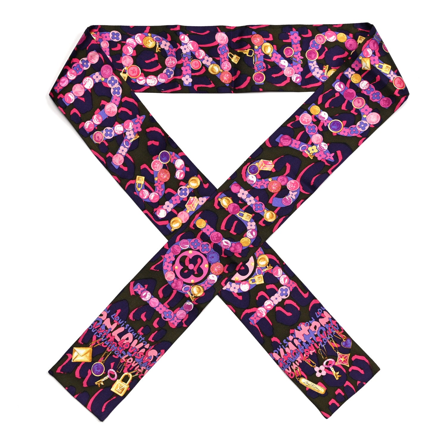 Louis Vuitton Silk Leopard Charms Bandeau Fuchsia 1 of 3