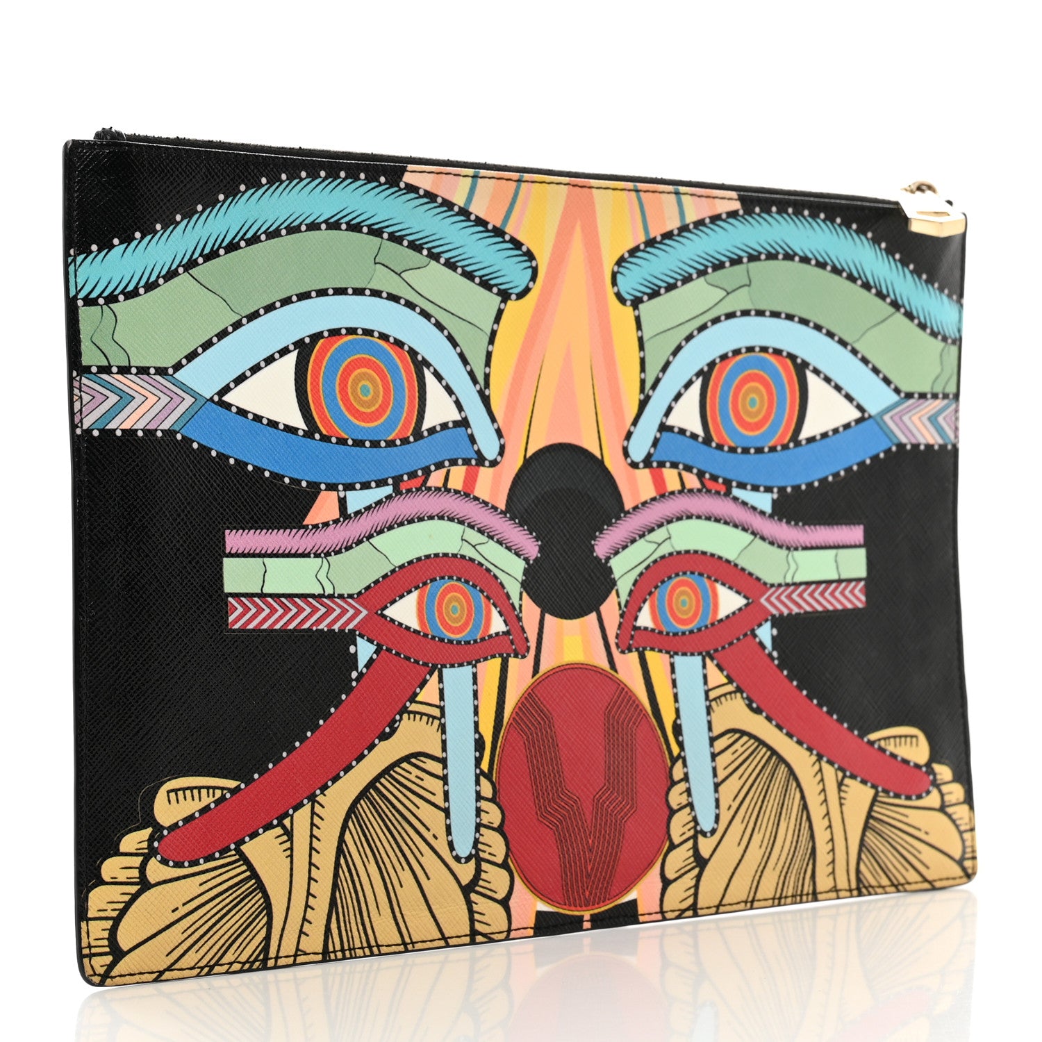 Givenchy Calfskin Egyptian Print Medium Flat Pouch 3 of 7