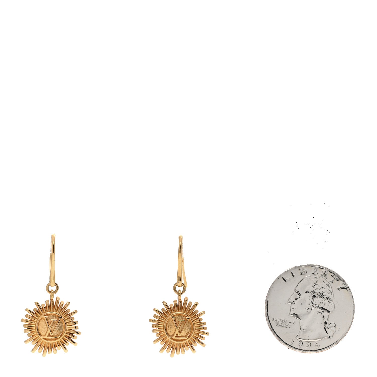 Louis Vuitton Brass Vendome Drop Earrings Gold 2 of 4