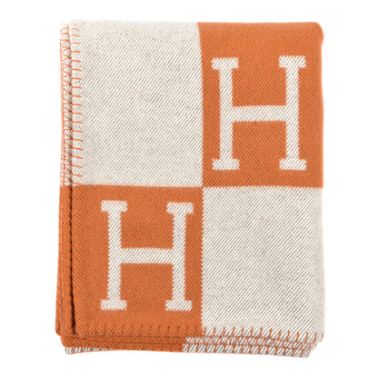 Hermes Wool Cashmere Avalon Blanket Ecru Potiron 1 of 3