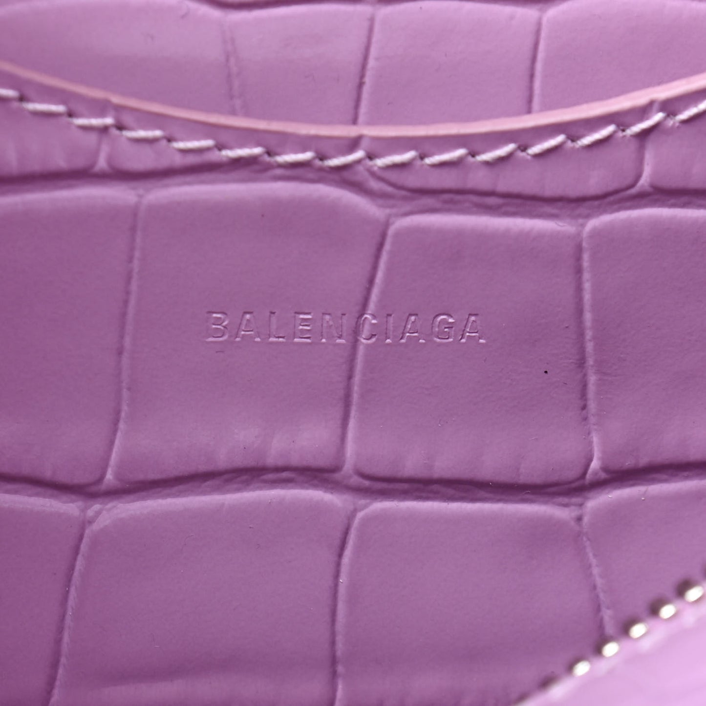 Calfskin Crocodile Embossed Neo Classic Silver Hardware Nano City Crossbody Lilac