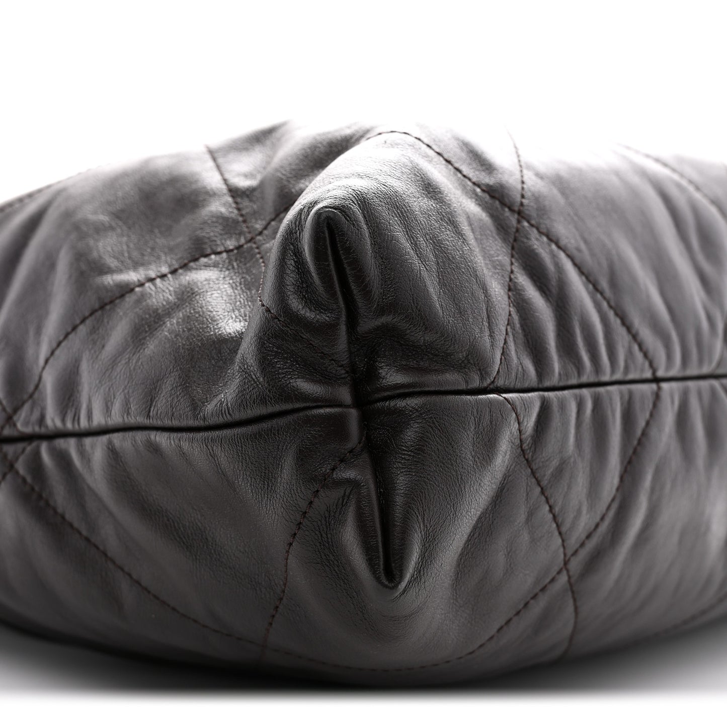 Shiny Calfskin Quilted Small Chanel 22 Dark Brown