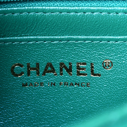 Chanel Iridescent Lambskin Quilted Mini Top Handle Rectangular Flap Green 6 of 9