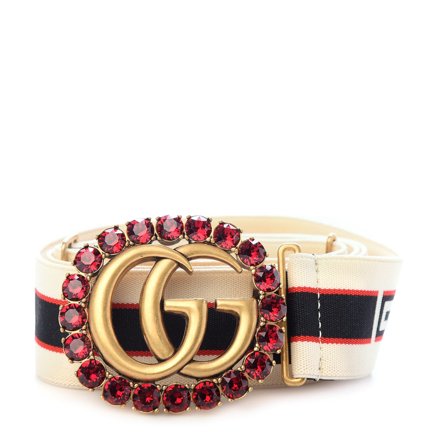 Jacquard Crystal Stripe Double G Belt 95 38 White