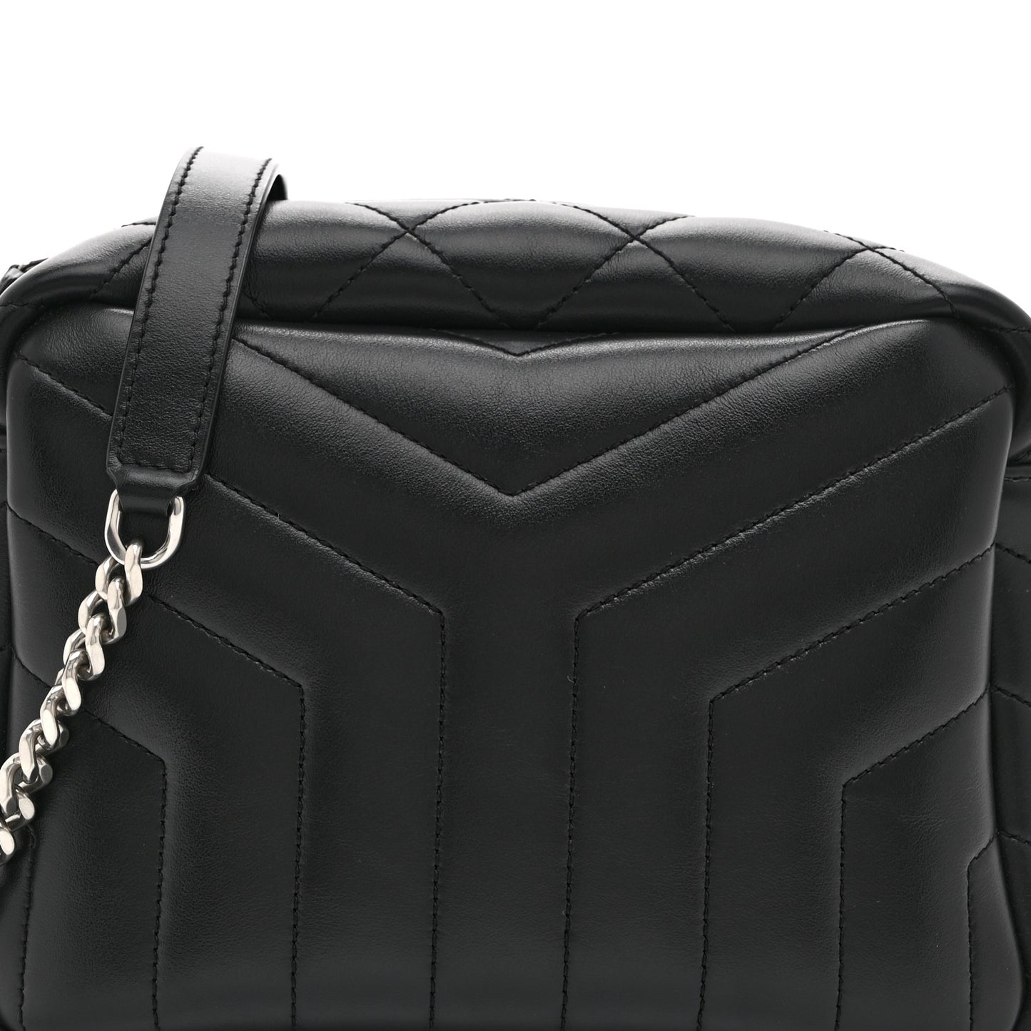 Calfskin Y Quilted Monogram Small Loulou Bowling Bag Black