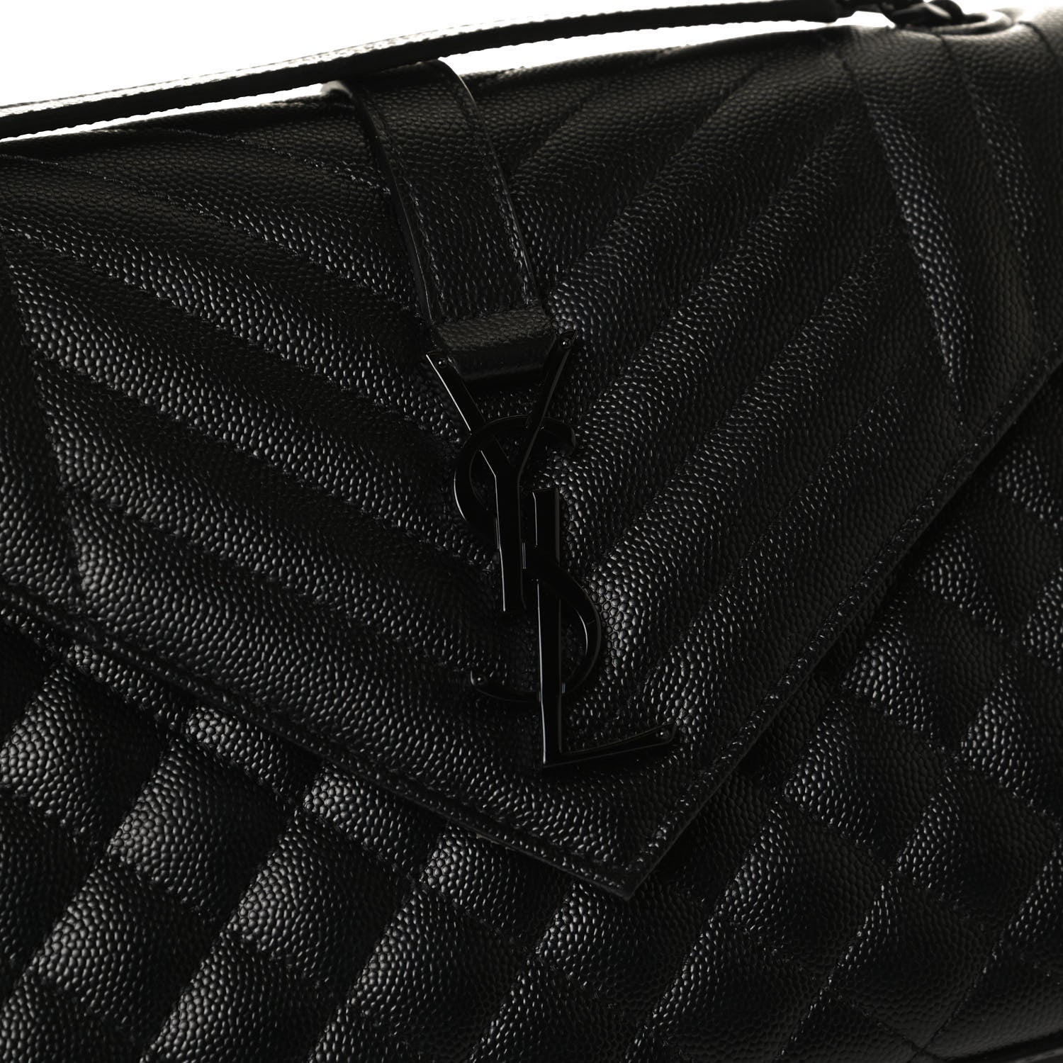 Saint Laurent Grain De Poudre Textured Mixed Matelasse Triquilt Medium Monogram Satchel Black 11 of 11