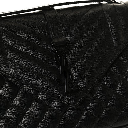Saint Laurent Grain De Poudre Textured Mixed Matelasse Triquilt Medium Monogram Satchel Black 11 of 11