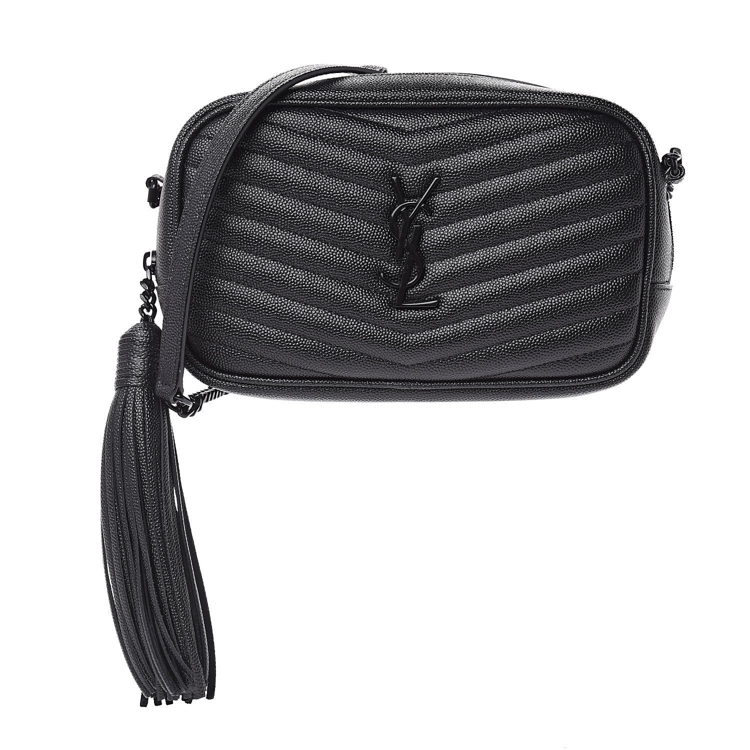 Saint Laurent Grain De Poudre Matelasse Monogram Mini Lou Camera Bag Black 1 of 10