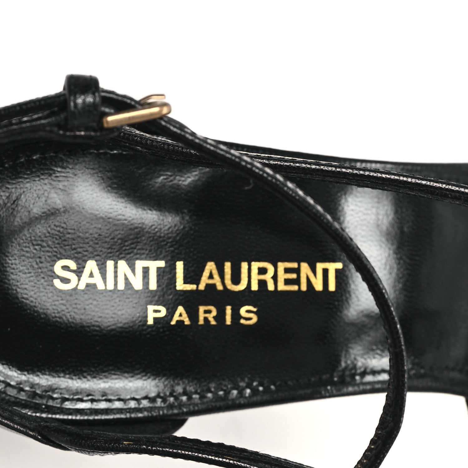 Saint Laurent Patent Cassandra 100 Ankle Strap Sandals 39.5 Black 8 of 10