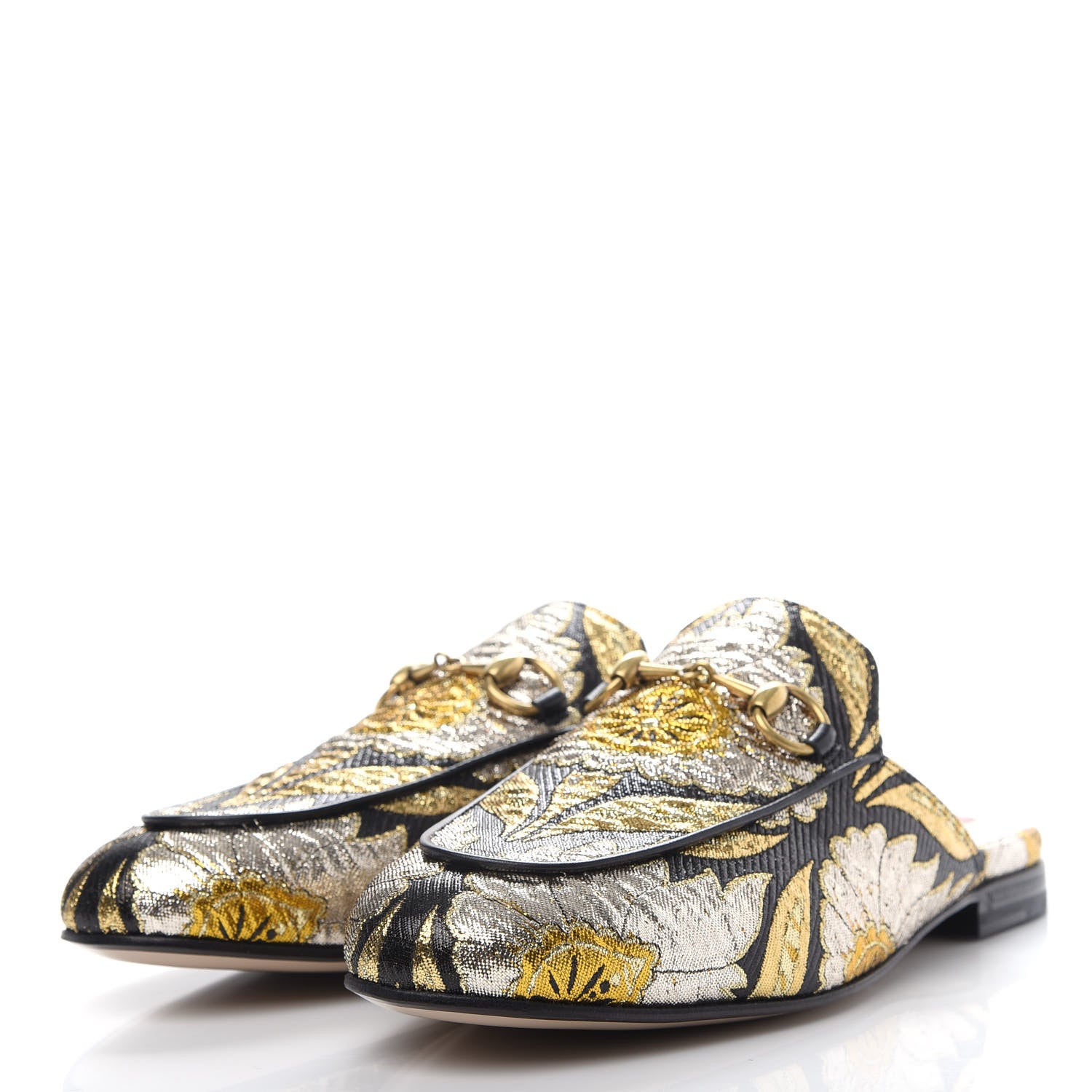 Gucci Jacquard Floral Womens Princetown Slippers 36 Oro Black 3 of 11