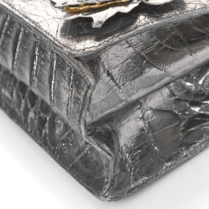 Nancy Gonzalez Metallic Crocodile Butterfly Bag Anthracite 9 of 9
