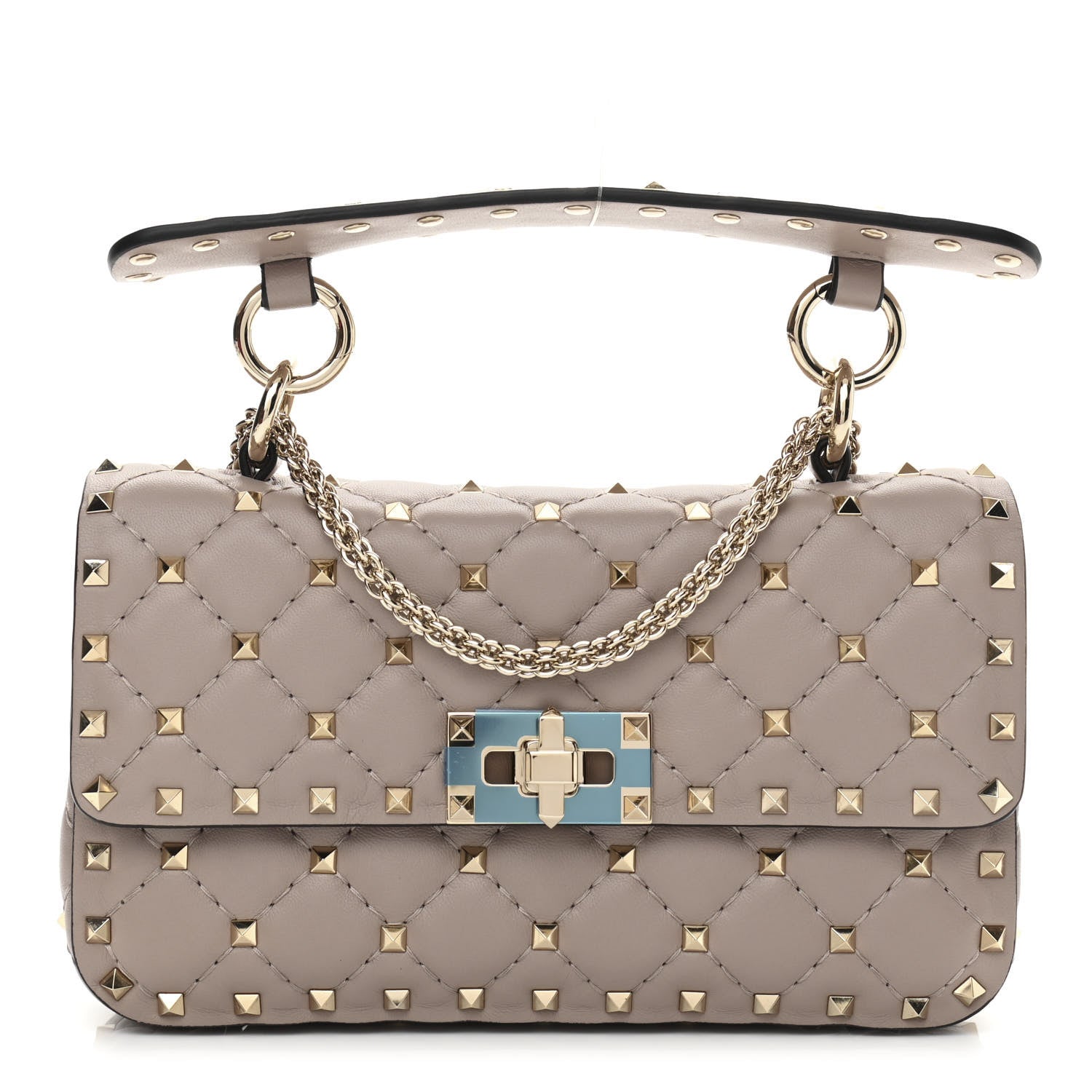 Valentino Garavani Nappa Small Rockstud Spike Shoulder Bag Poudre 1 of 9