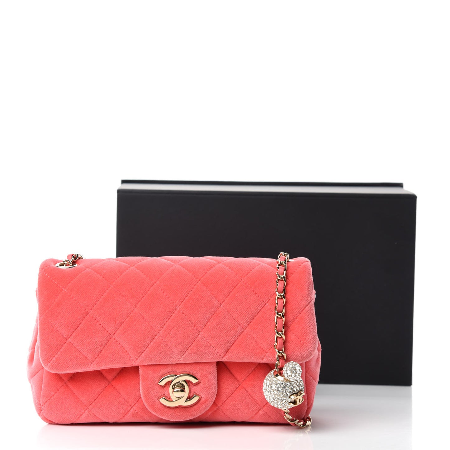 Velvet Quilted Mini Rectangular Pearl Crush Flap Pink