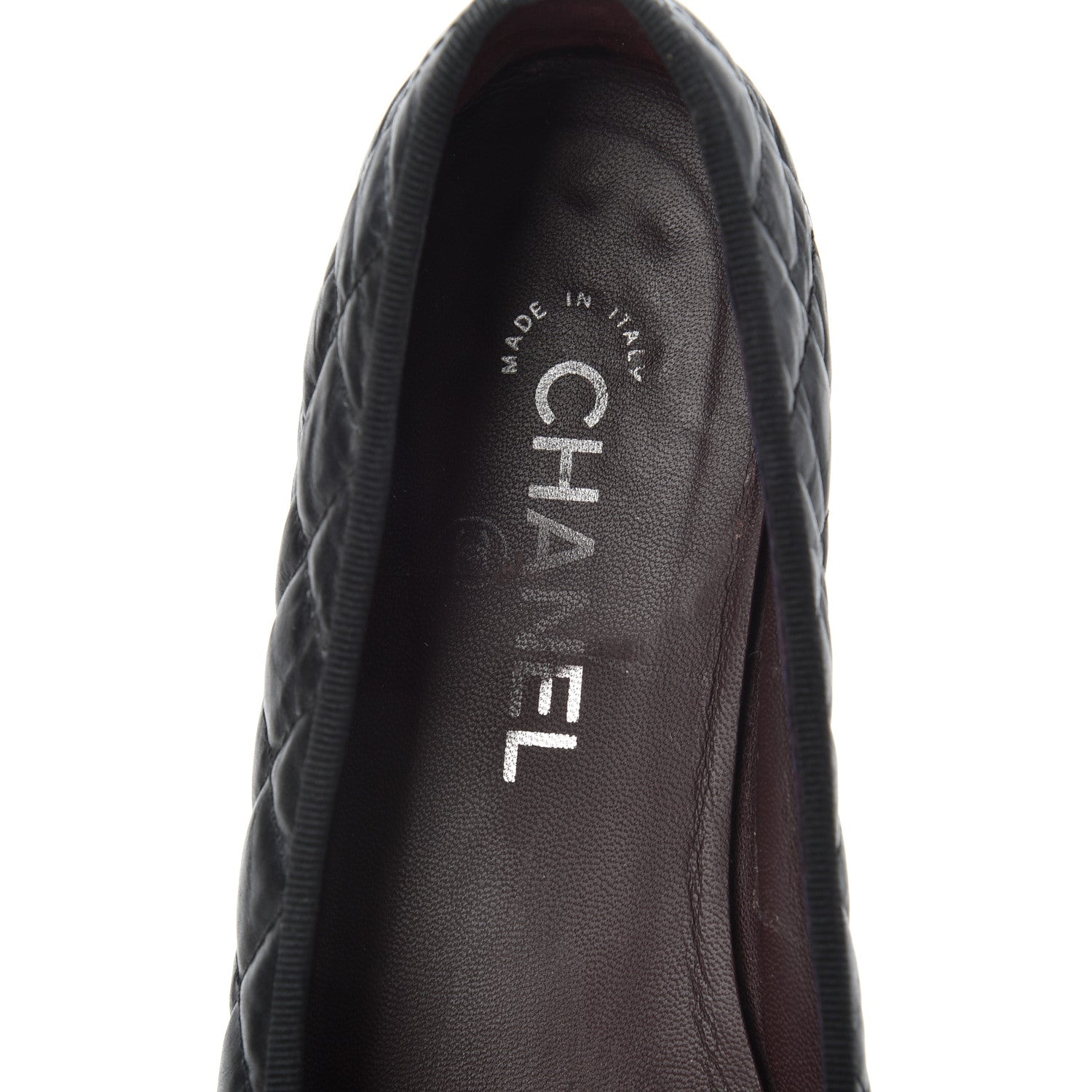 Chanel Aged Calfskin Quilted CC Cap Toe Ballerina Flats 39.5 Black 9 of 21