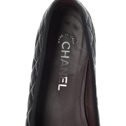 Chanel Aged Calfskin Quilted CC Cap Toe Ballerina Flats 39.5 Black 9 of 21