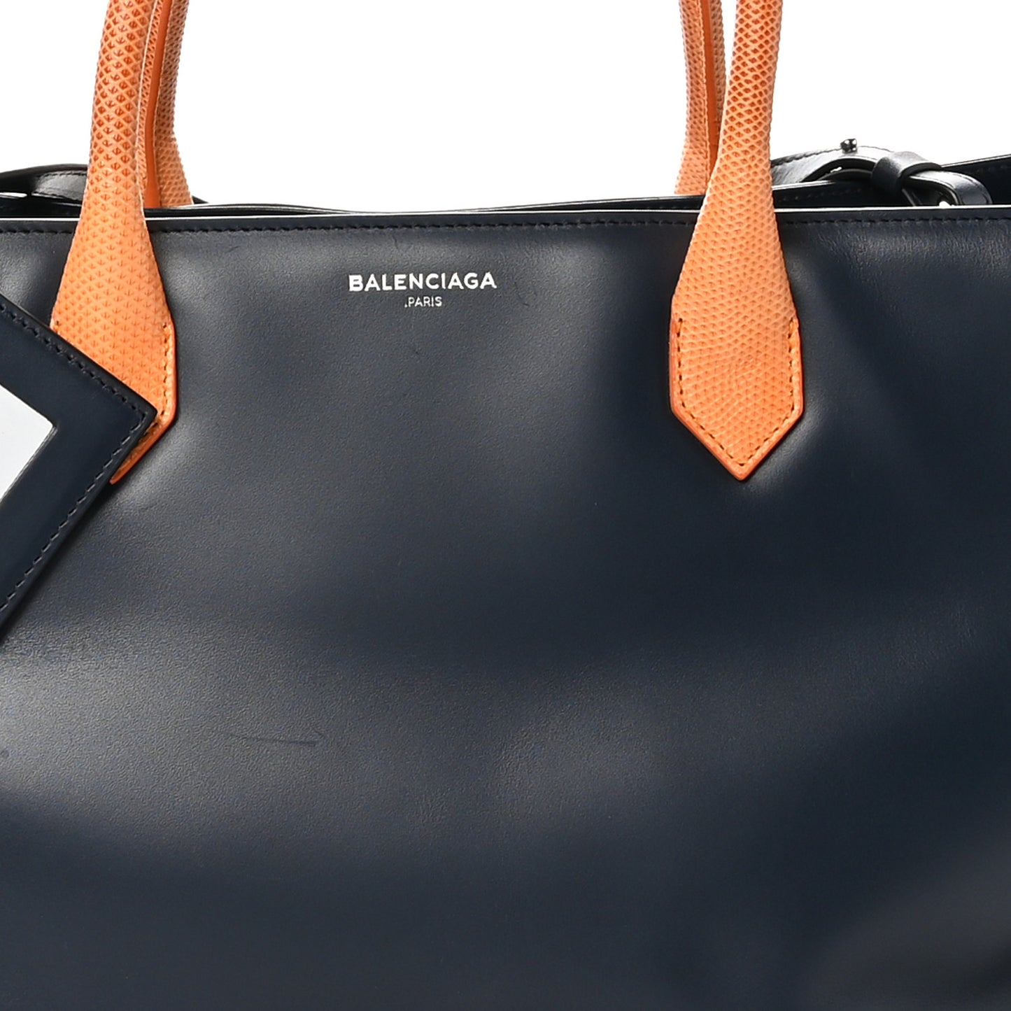 Calfskin Karung Padlock Nude Work S Top Handle Black Encre Orange Tang