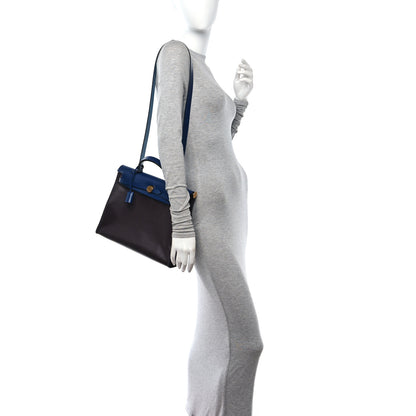 Hermes Toile H Berline Vache Hunter Herbag Zip PM 31 Cassis Ecru Black Bleu Saphir 3 of 14
