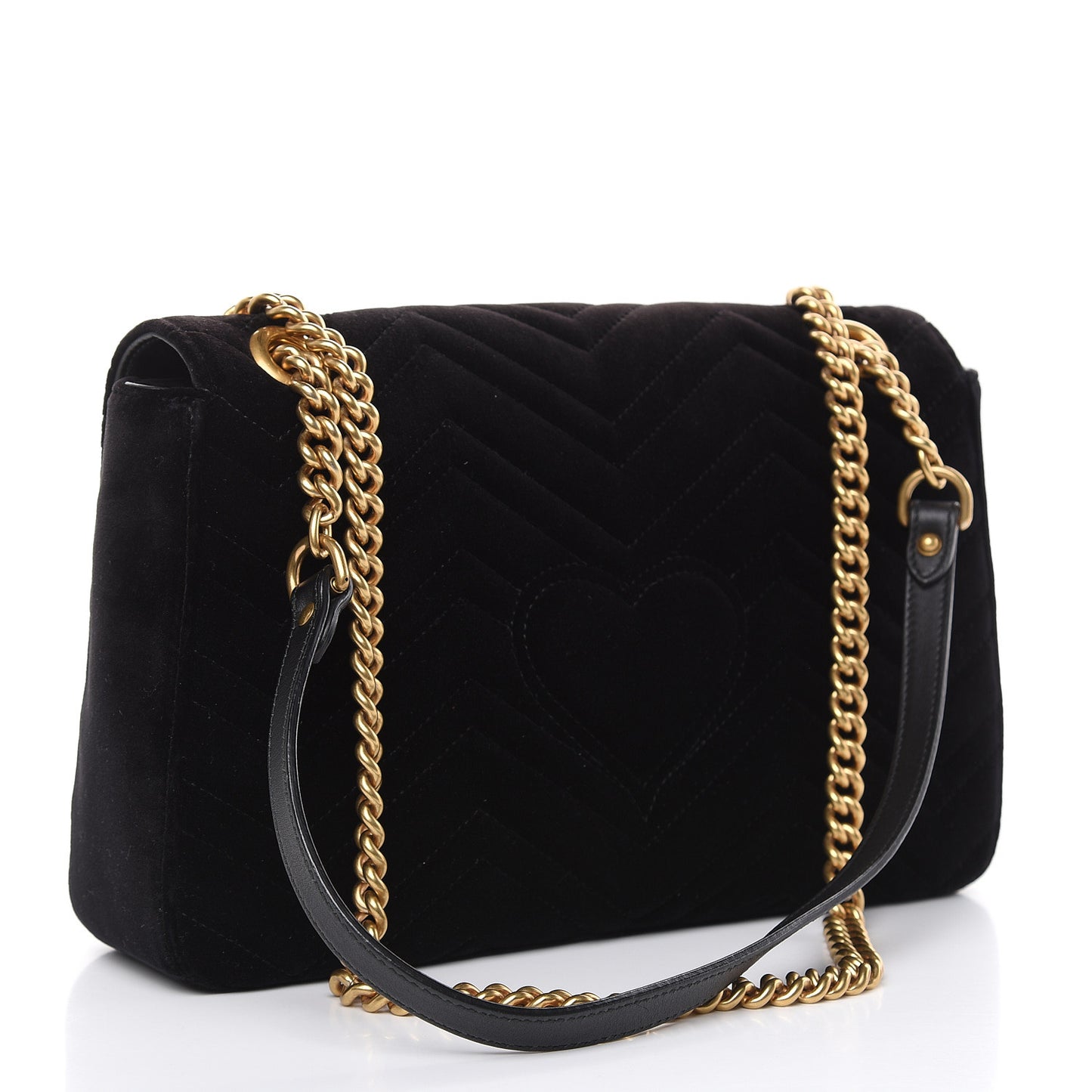 Velvet Matelasse Medium GG Marmont Shoulder Bag Black