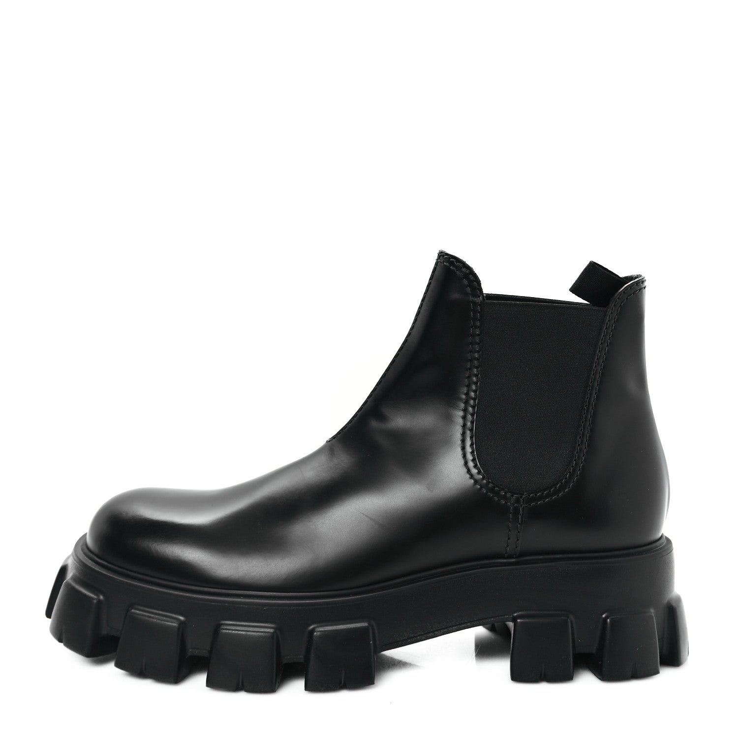 Prada Spazzolato Rois Mens Monolith Chelsea 55mm Ankle Boots 10.5 Black 1 of 9
