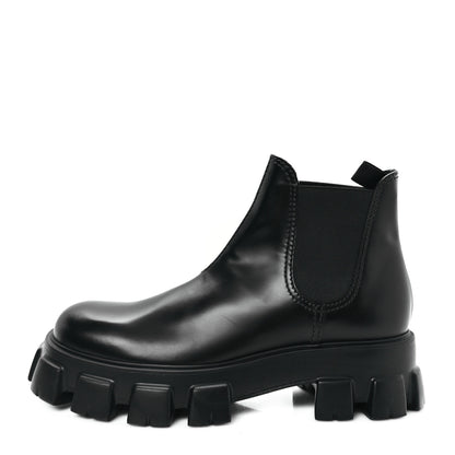 Prada Spazzolato Rois Mens Monolith Chelsea 55mm Ankle Boots 10.5 Black 1 of 9