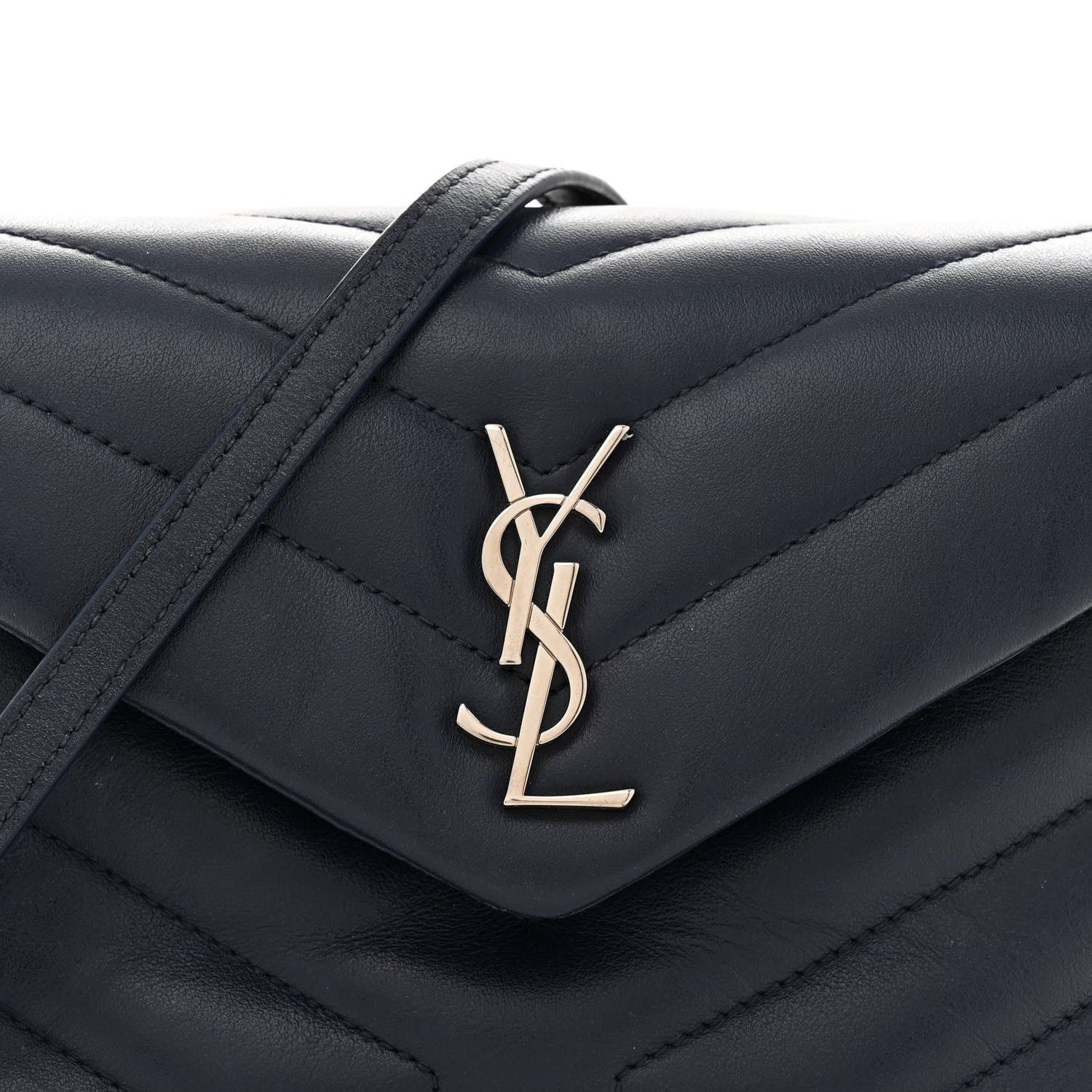 Saint Laurent Calfskin Y Quilted Monogram Toy Loulou Chain Satchel Medium Blue 8 of 12