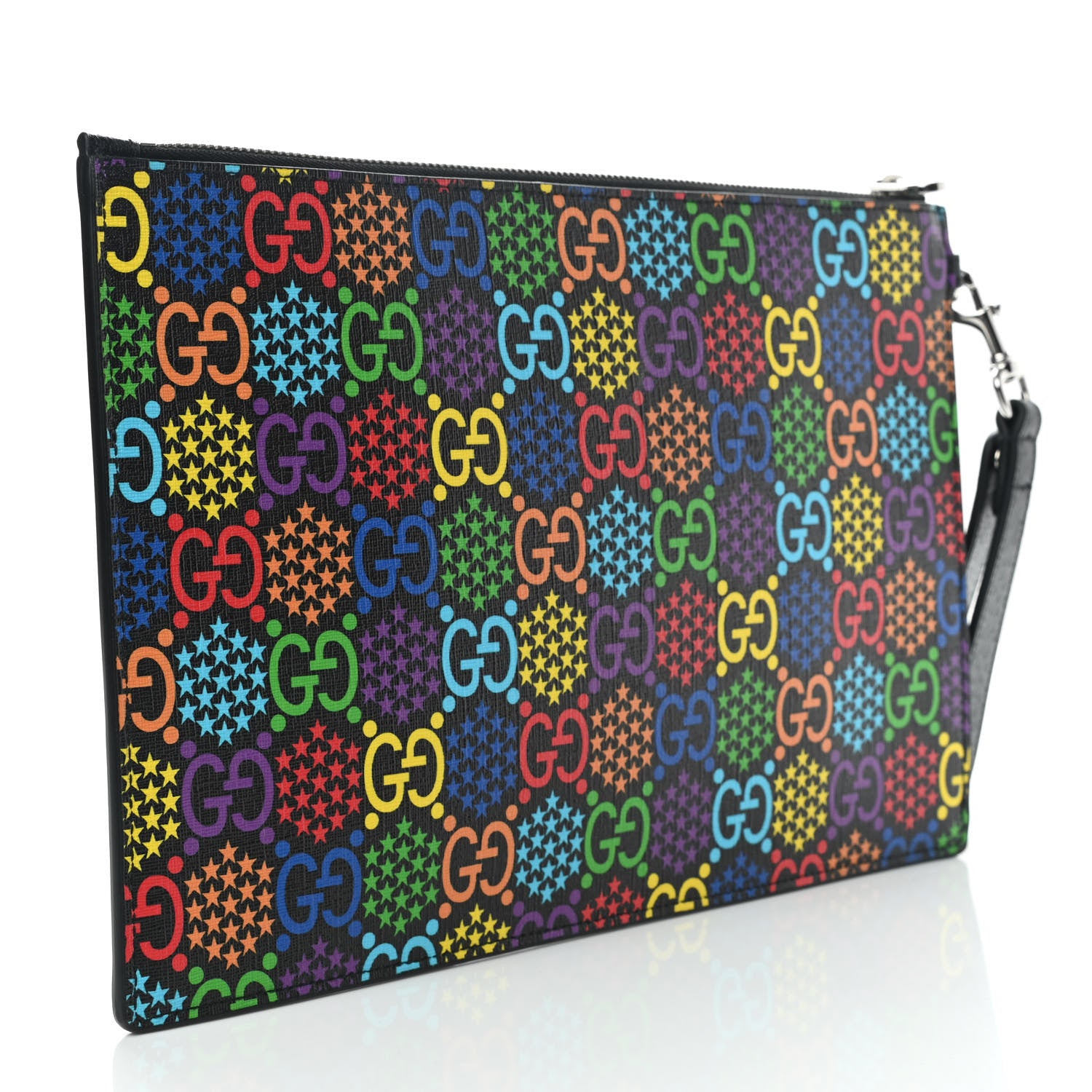 Gucci GG Supreme Monogram Psychedelic Zip Wristlet Pouch Black Multicolor 2 of 6