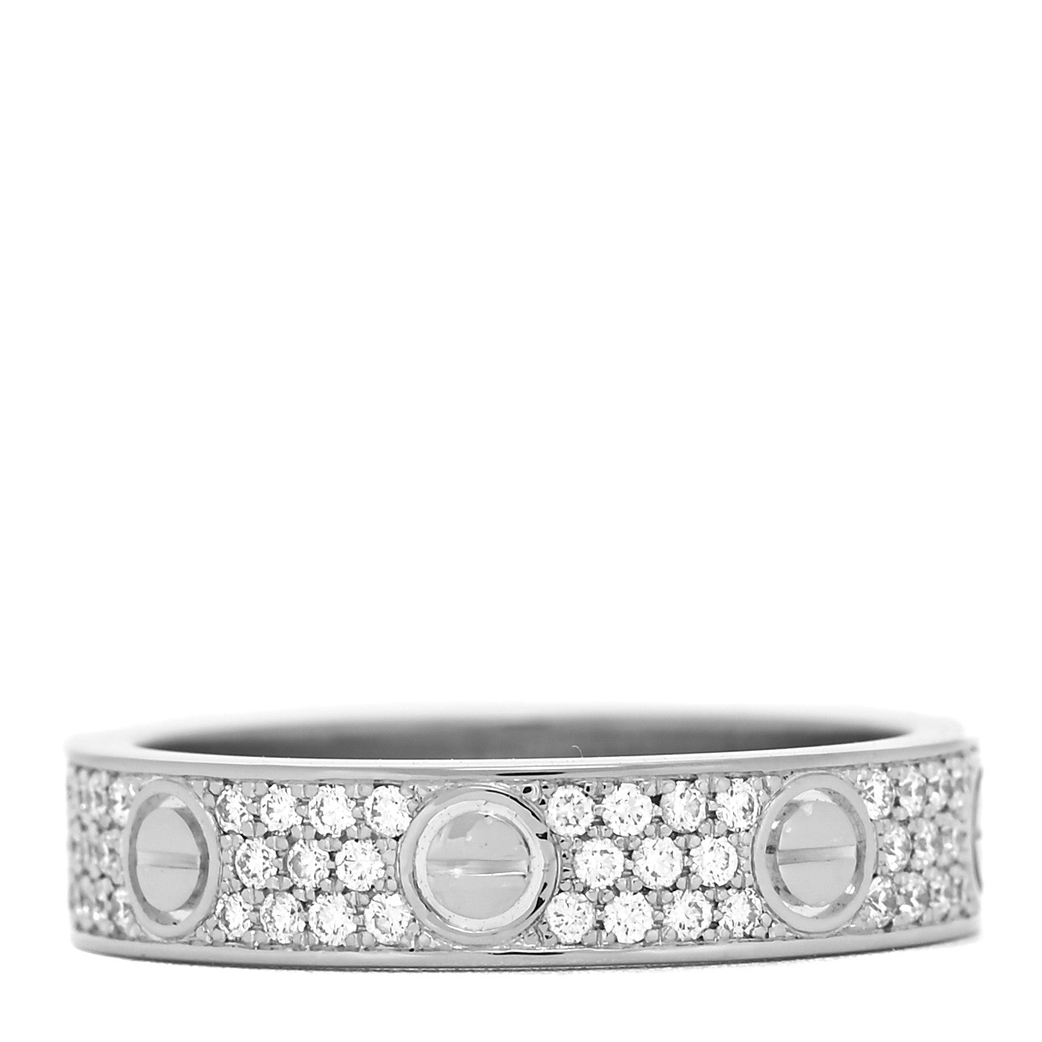 Cartier 18K White Gold Diamond 4mm LOVE Wedding Paved Band Ring 48 4.5 1 of 4