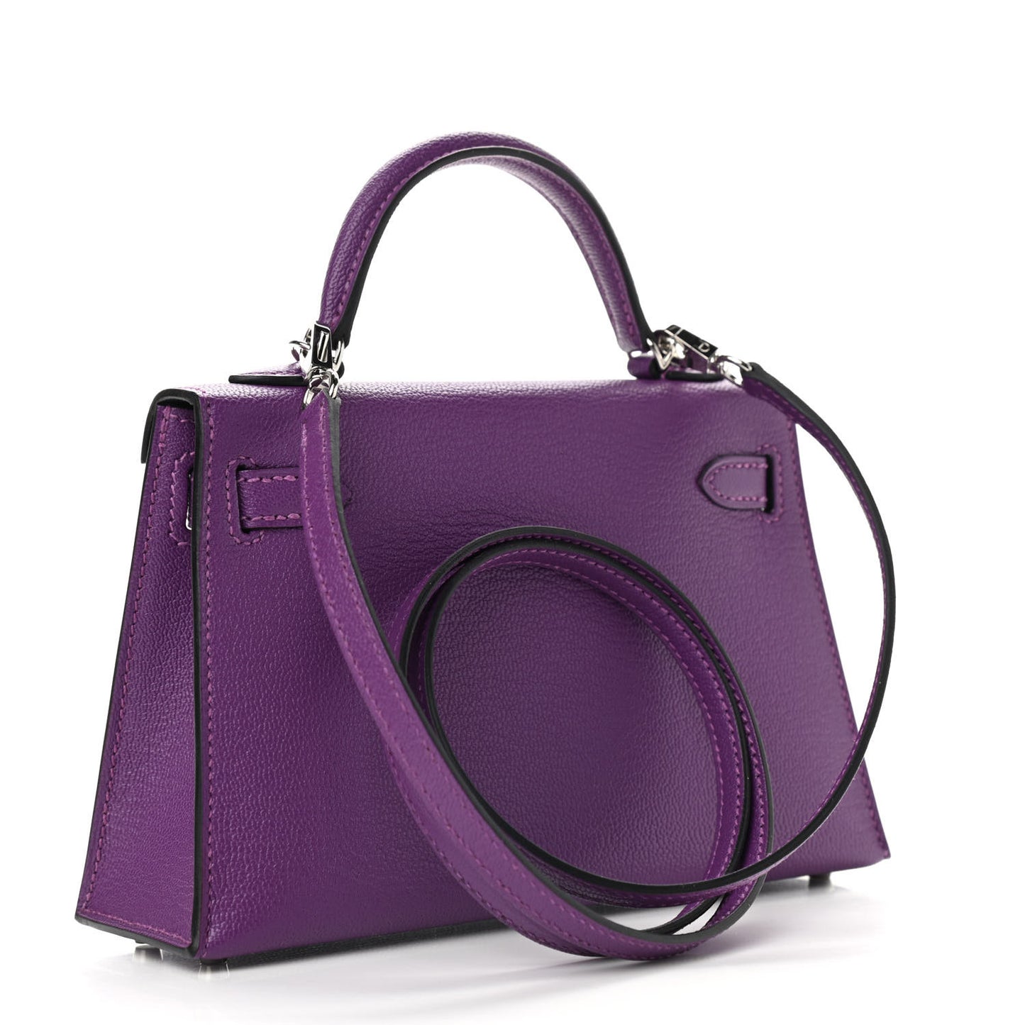 Chevre Mysore Verso Mini Kelly Sellier 20 Violet Bleu Marine