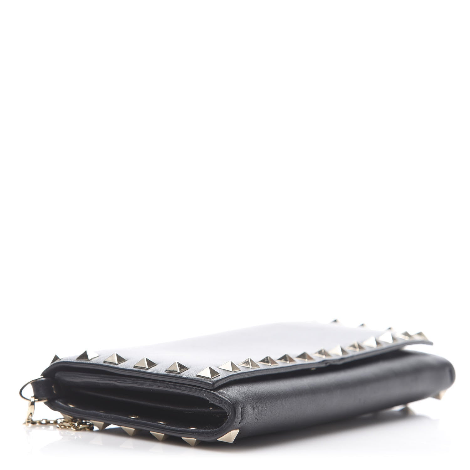 Valentino Garavani Vitello Rockstud Flap Wallet on Chain Black 4 of 10